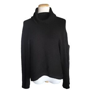 Anthropologie Moth Black Batwing Textured Knit Cowl Poncho Sweater women's Small